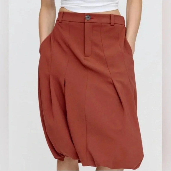 Anthropologie Maeve Pleated Bubble Skirt Size XXS in Brown/Chocolate NEW - Picture 1 of 11